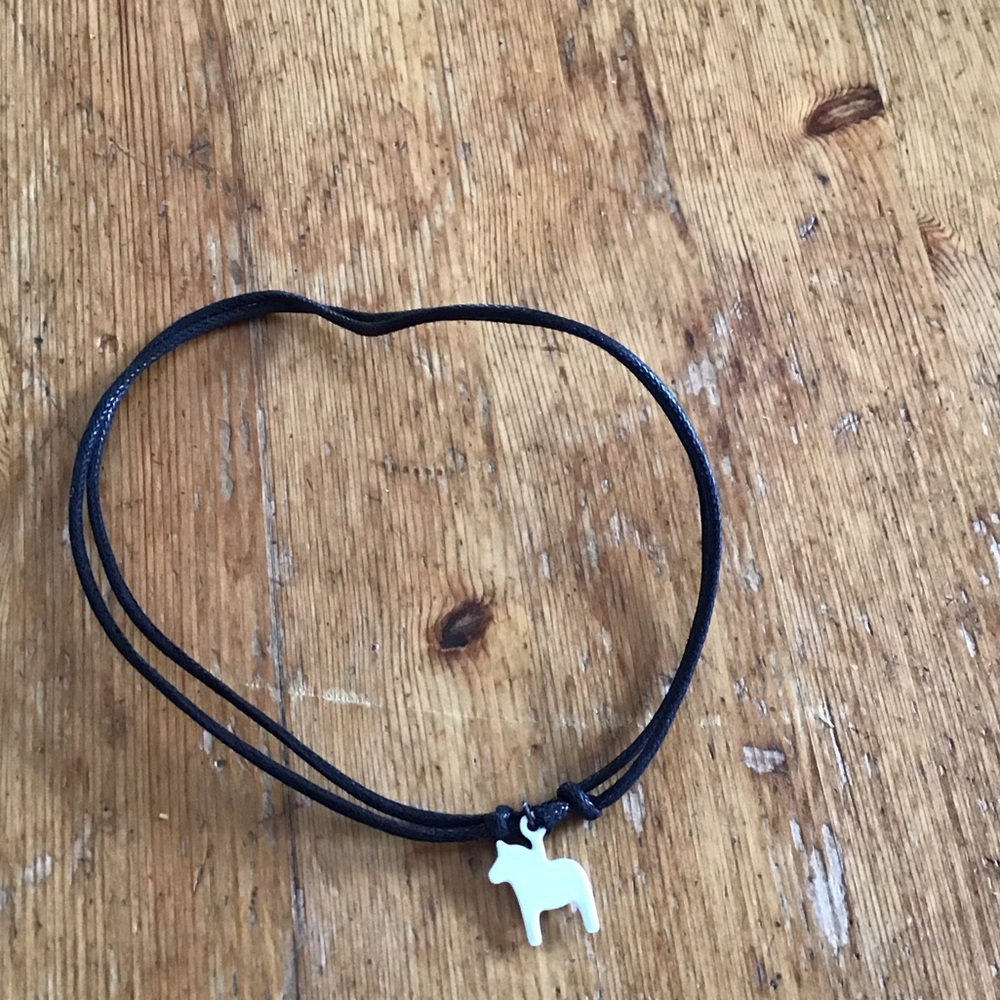 Adjustable Cord necklace with Swedish Horse. Made in Sweden.